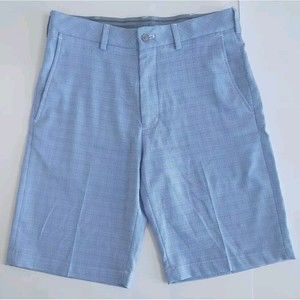 Mens Walter Hagen 11 Majors Blue Plaid Flat Front Stretch Golf Shorts Size 30
